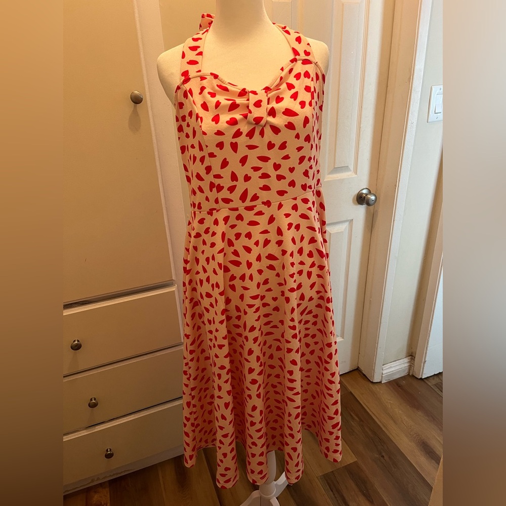 SHEIN Red and White Maxi Dress